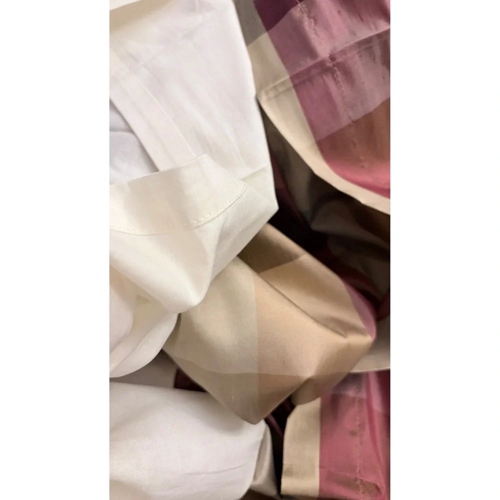 Pair Silk Plaid Drapery Panels Bronze Maroon Gold Cotton Lined 42x82